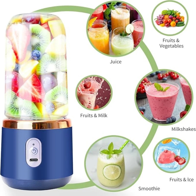 Portable Blender, Personal Size Blender for Shakes and Smoothies, USB Rechargeable Mini Juicer Cup with 2 Tritan Cups