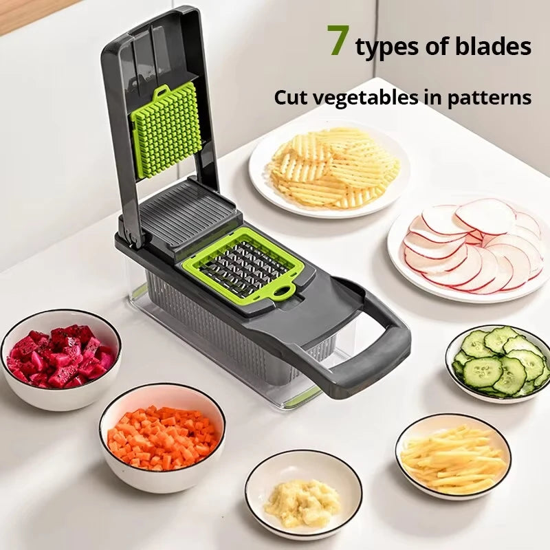 Vegetable chopper set, food processor with handle, onion and potato slicer, slicer, slicer, grater, kitchen fruit processor