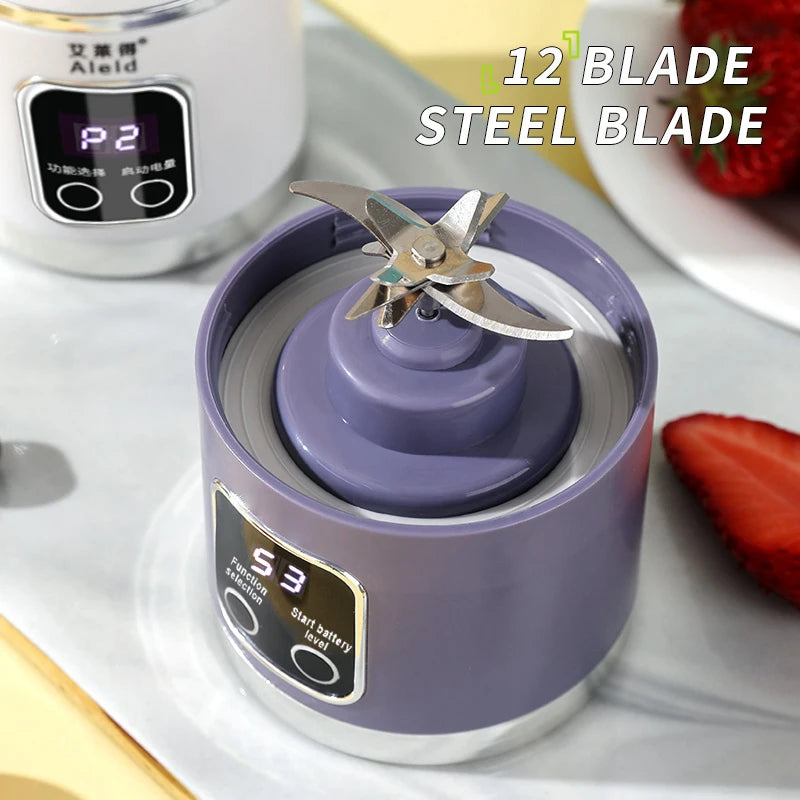 Portable blender cup electric USB juicer portable milkshake and fruit juicer 460ml 12 blade mini blender