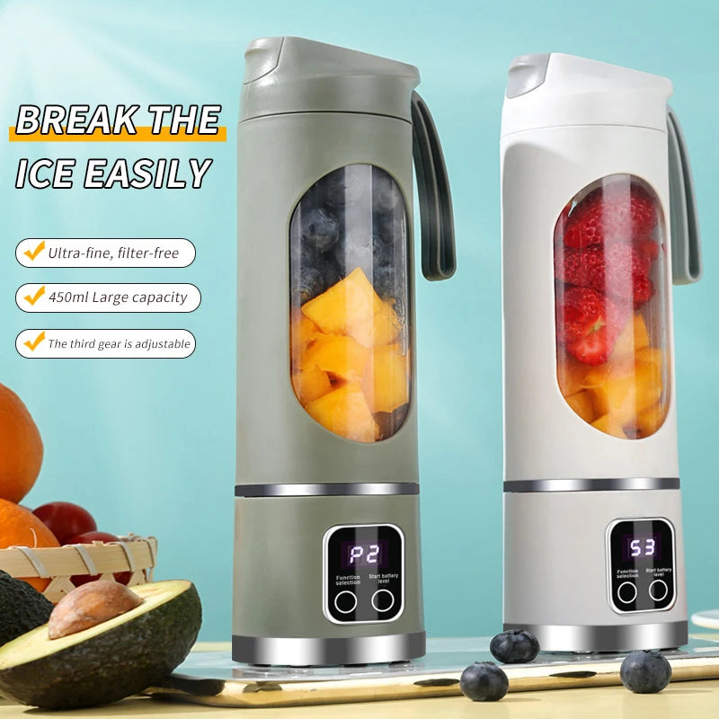 Portable blender cup electric USB juicer portable milkshake and fruit juicer 460ml 12 blade mini blender