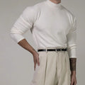 Fitness T-shirt Men's Clothes Spring Autumn Training Suit Threaded Turtleneck Slim Fit Sports Quick Dry Breathable Long Sleeves