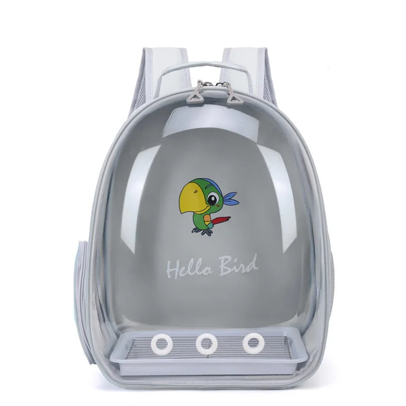 Bird Carrier Bird Backpack with Perch Rope & Tray for Parrot Parakeet Macaw Cockatiel Acrylic Pet Cage Portable Birds Bag