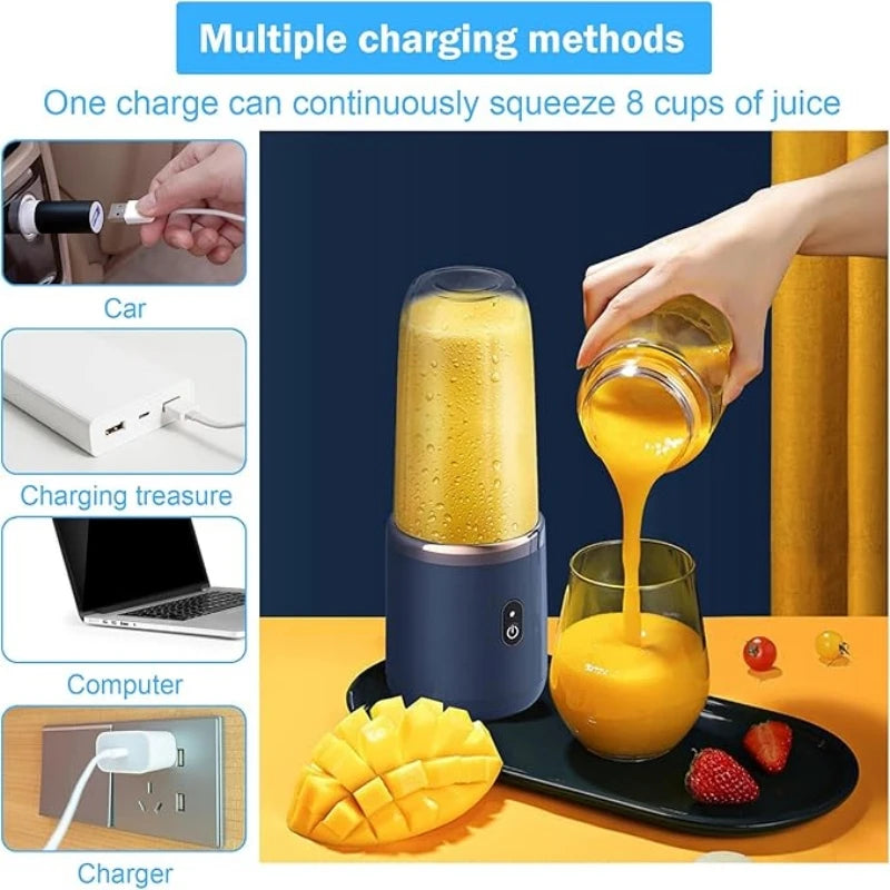 Portable Blender, Personal Size Blender for Shakes and Smoothies, USB Rechargeable Mini Juicer Cup with 2 Tritan Cups
