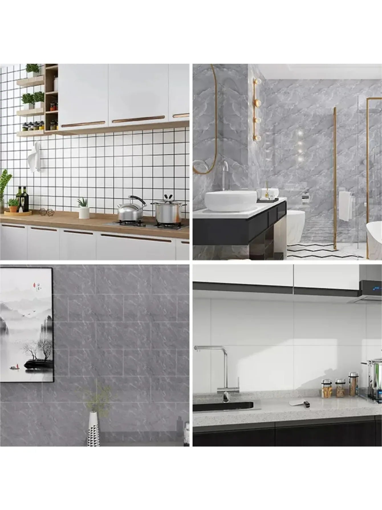 10Pcs Self-adhesive Marble modern floor  and wall Sticker . Waterproof 30cmx60cm Tiles Floor Stickers PVC Tile  Kitchen Bathroom Wall Sticker