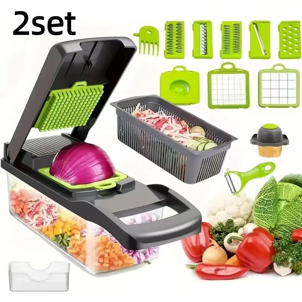 Vegetable chopper set, food processor with handle, onion and potato slicer, slicer, slicer, grater, kitchen fruit processor