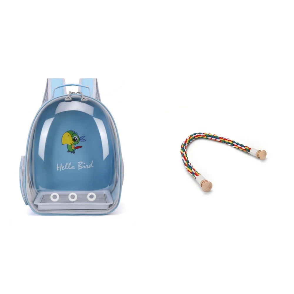 Bird Carrier Bird Backpack with Perch Rope & Tray for Parrot Parakeet Macaw Cockatiel Acrylic Pet Cage Portable Birds Bag