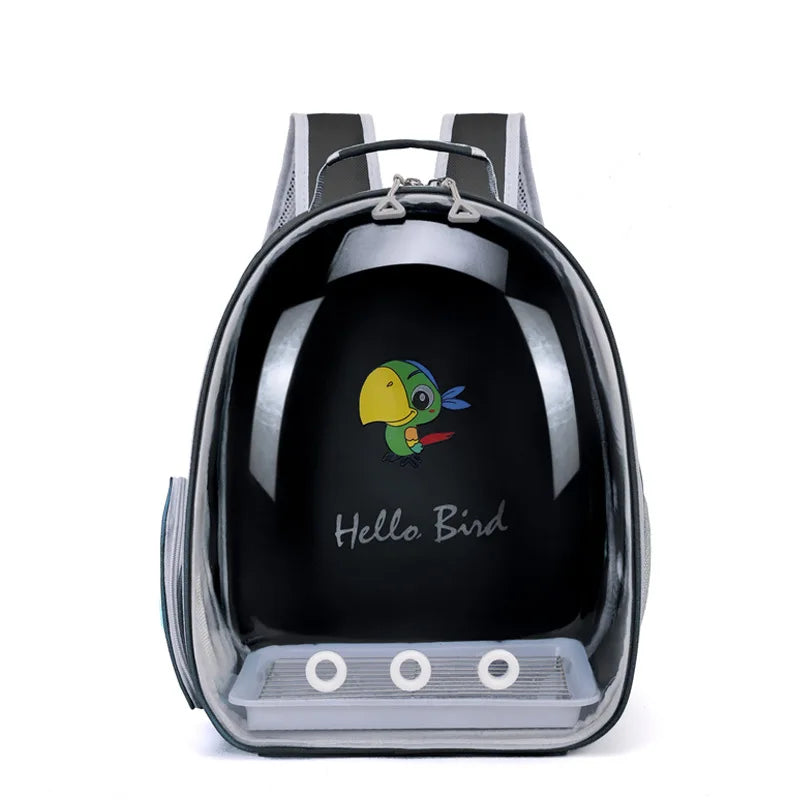 Bird Carrier Bird Backpack with Perch Rope & Tray for Parrot Parakeet Macaw Cockatiel Acrylic Pet Cage Portable Birds Bag