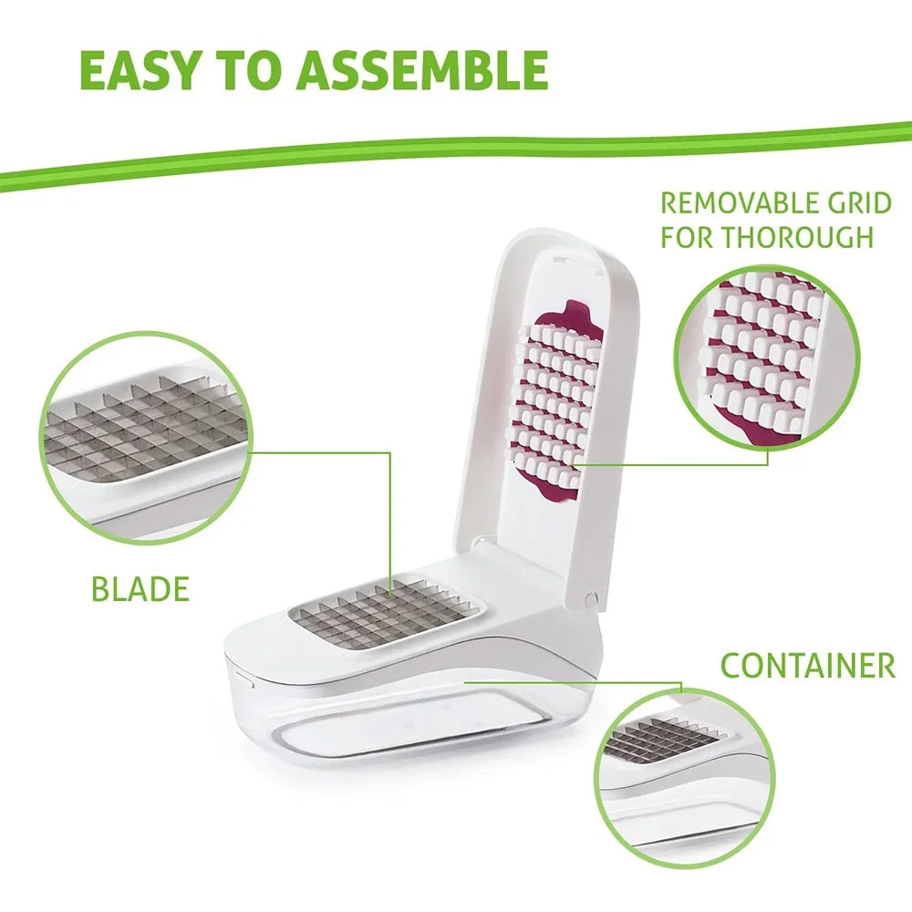 Vegetable Chopper with Storage Container Onion Fruit Dicer Chopper Easy Pour Opening Stainless Steel Blades Kitchen Accessories