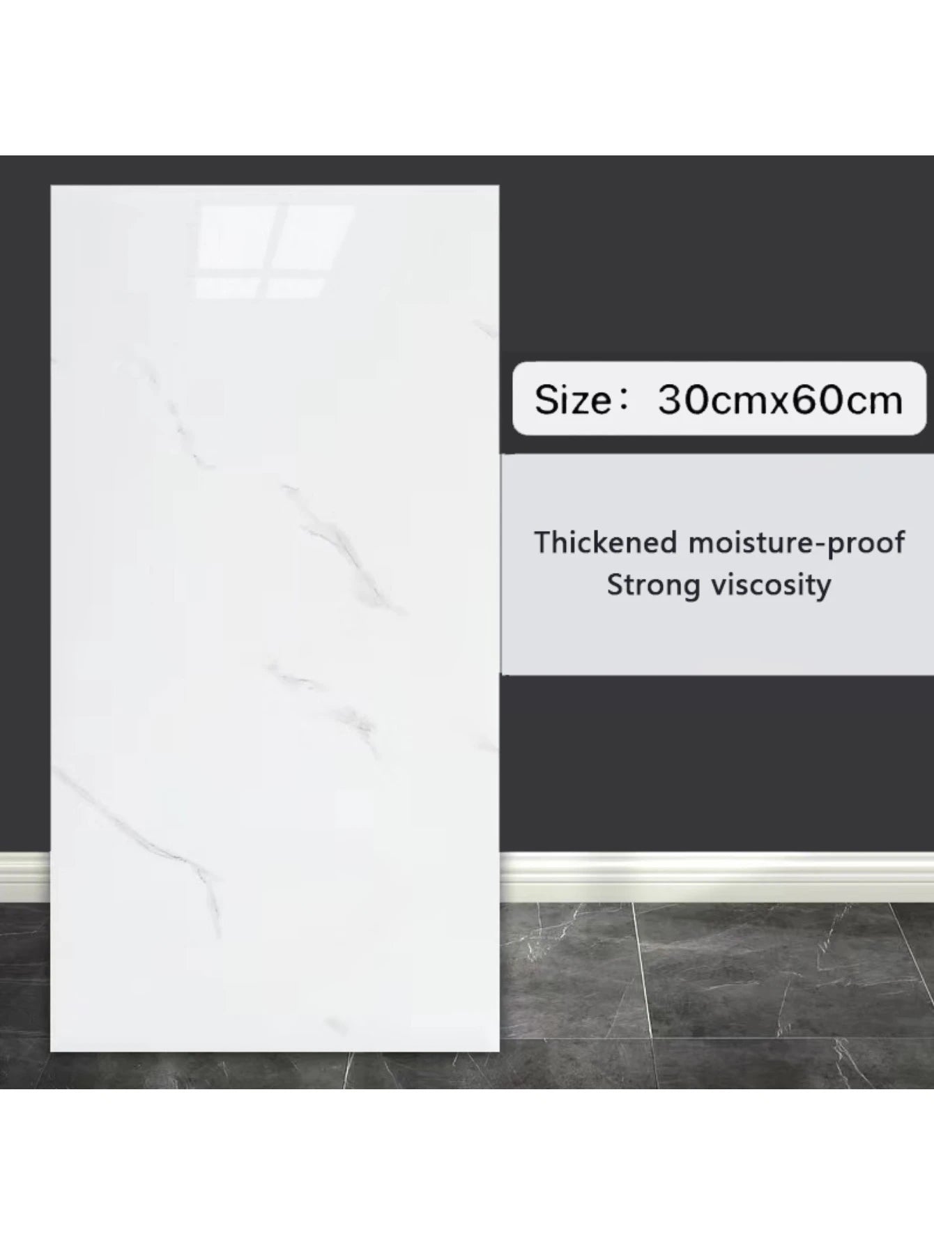 10Pcs Self-adhesive Marble modern floor  and wall Sticker . Waterproof 30cmx60cm Tiles Floor Stickers PVC Tile  Kitchen Bathroom Wall Sticker