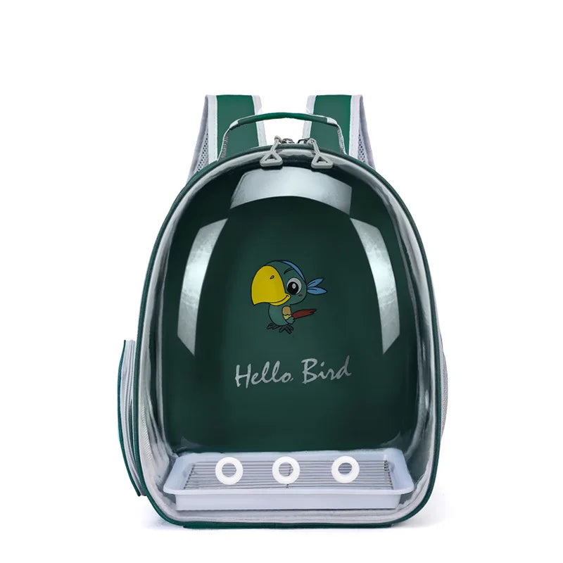 Bird Carrier Bird Backpack with Perch Rope & Tray for Parrot Parakeet Macaw Cockatiel Acrylic Pet Cage Portable Birds Bag
