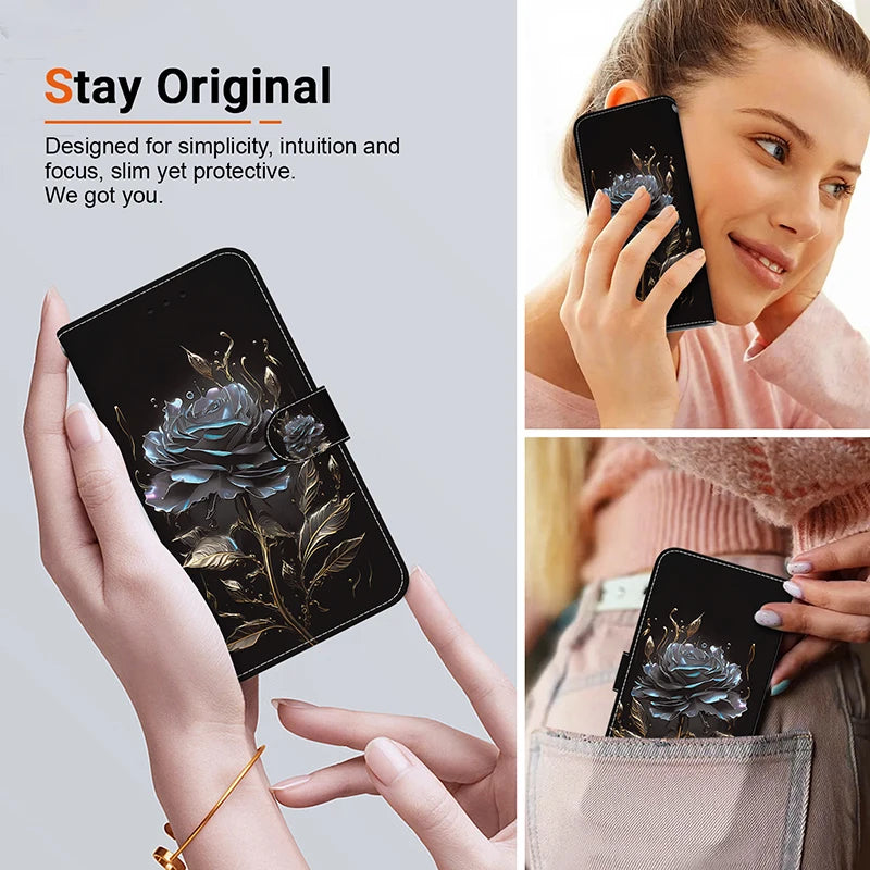 Stand Flip Wallet Case For Motorola  MOTO G10 22 30 G51 52 42 62 72 73 G60 G7 PLAY PLUS  G8 G9 POWER Cartoon Magnetic Book Cover