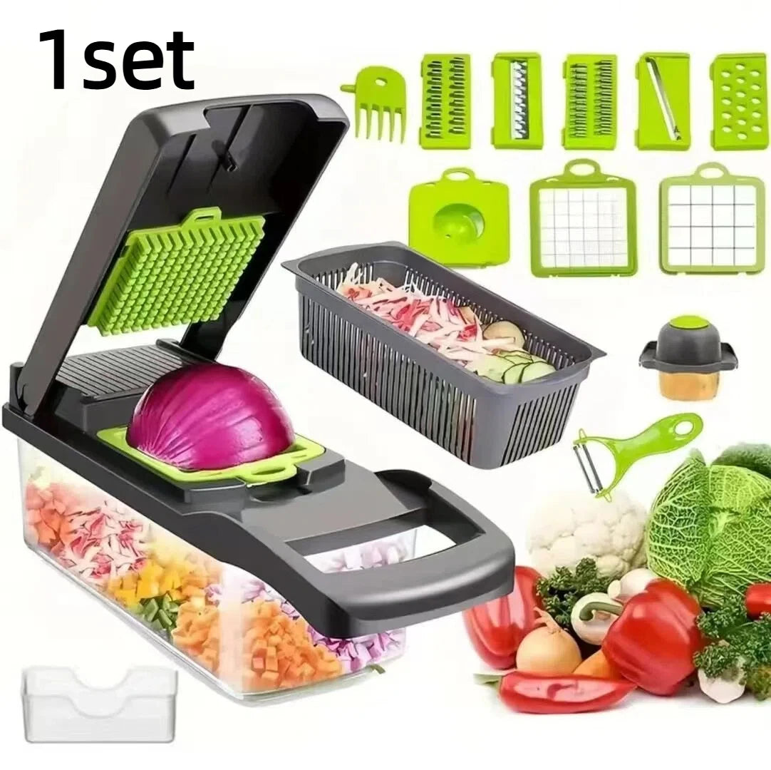 Vegetable chopper set, food processor with handle, onion and potato slicer, slicer, slicer, grater, kitchen fruit processor