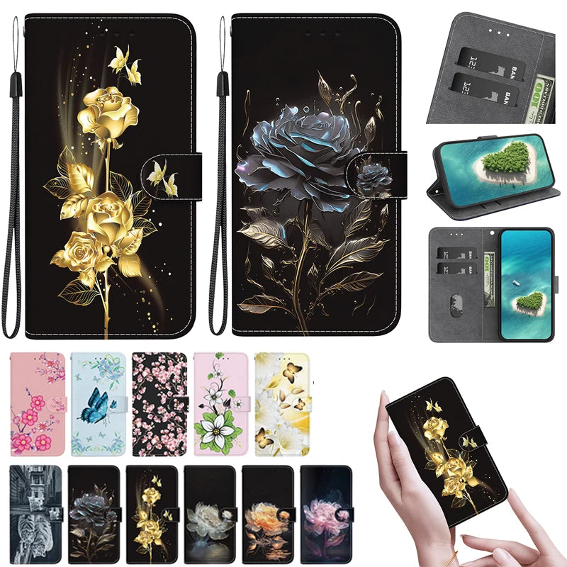 Stand Flip Wallet Case For Motorola  MOTO G10 22 30 G51 52 42 62 72 73 G60 G7 PLAY PLUS  G8 G9 POWER Cartoon Magnetic Book Cover