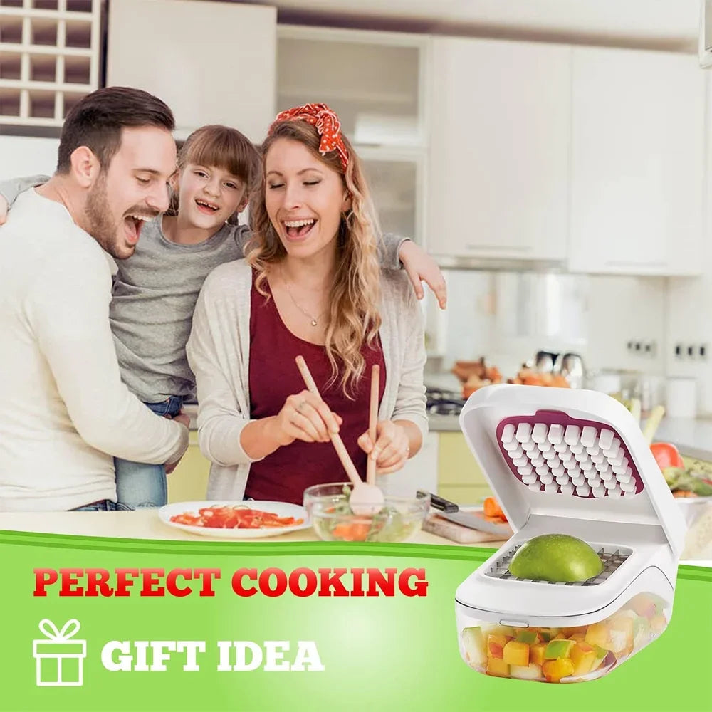 Vegetable Chopper with Storage Container Onion Fruit Dicer Chopper Easy Pour Opening Stainless Steel Blades Kitchen Accessories