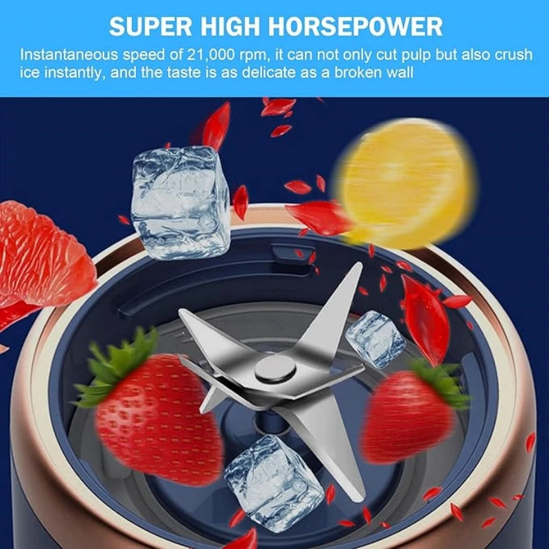 Portable Blender, Personal Size Blender for Shakes and Smoothies, USB Rechargeable Mini Juicer Cup with 2 Tritan Cups