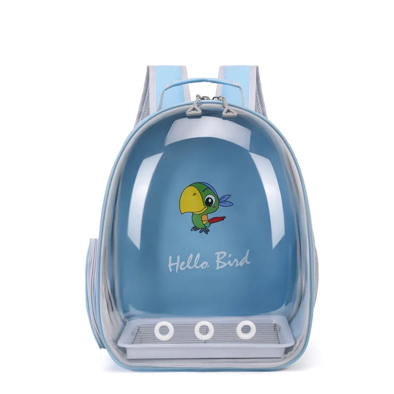 Bird Carrier Bird Backpack with Perch Rope & Tray for Parrot Parakeet Macaw Cockatiel Acrylic Pet Cage Portable Birds Bag