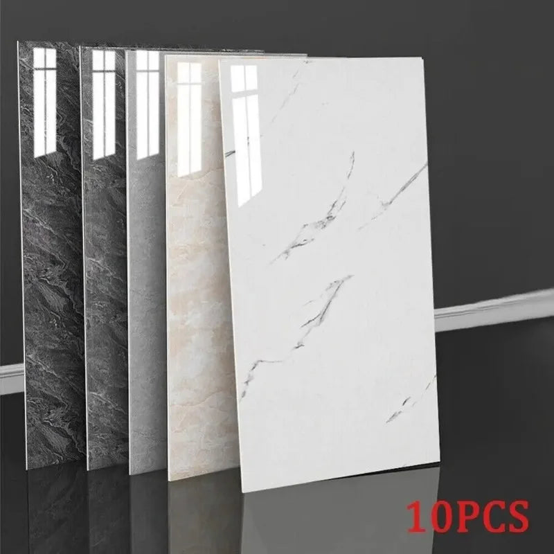 10Pcs Self-adhesive Marble modern floor  and wall Sticker . Waterproof 30cmx60cm Tiles Floor Stickers PVC Tile  Kitchen Bathroom Wall Sticker