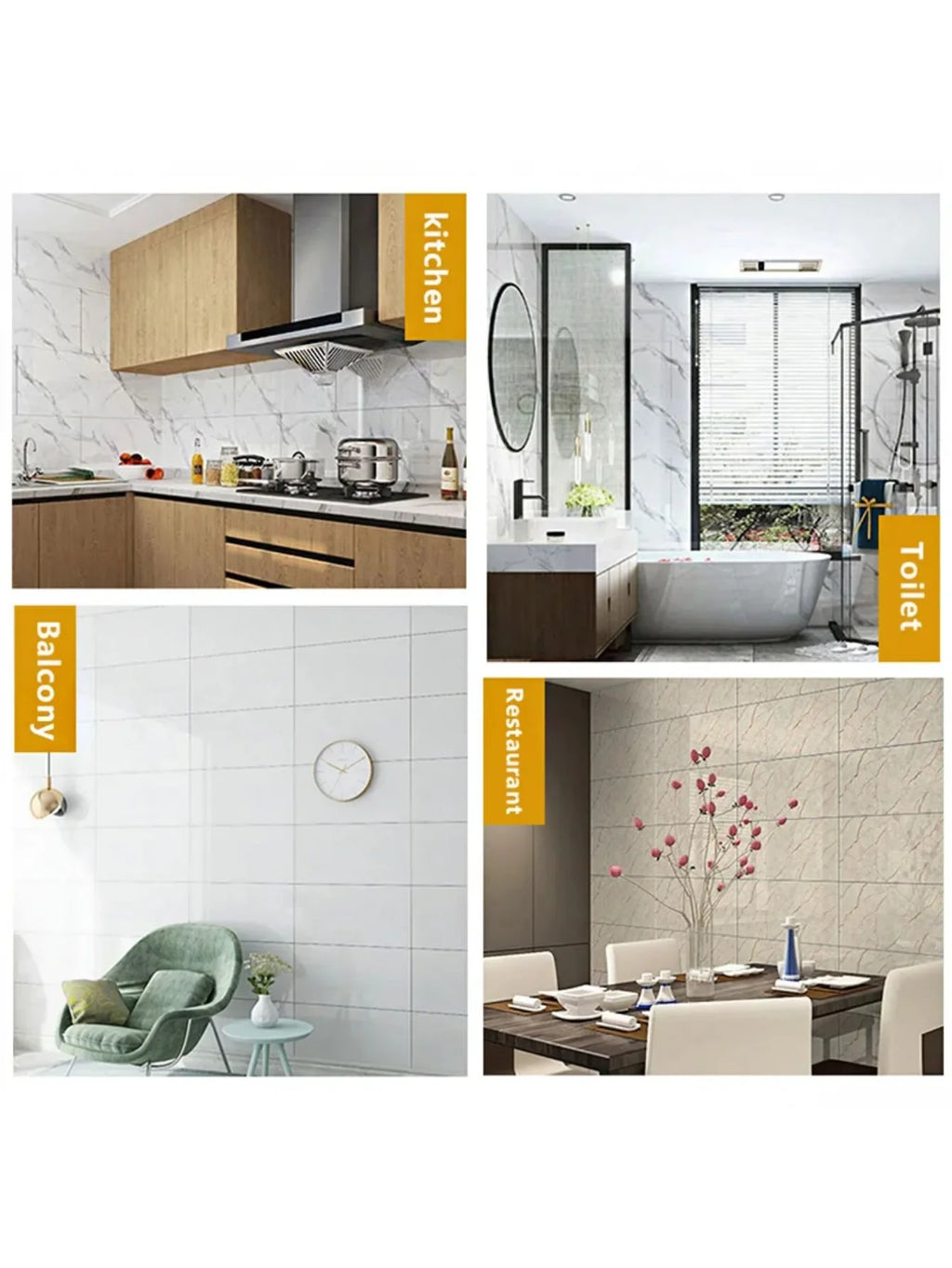 10Pcs Self-adhesive Marble modern floor  and wall Sticker . Waterproof 30cmx60cm Tiles Floor Stickers PVC Tile  Kitchen Bathroom Wall Sticker